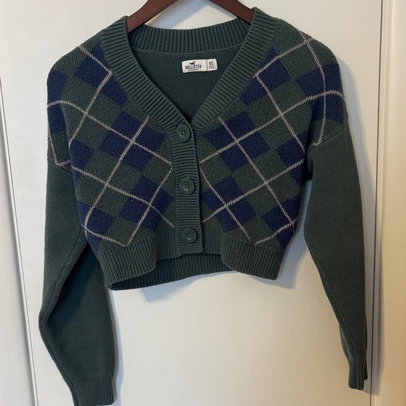 Hollister Sweaters - Y2K Hollister Cropped Cardigan Argyle Sweater